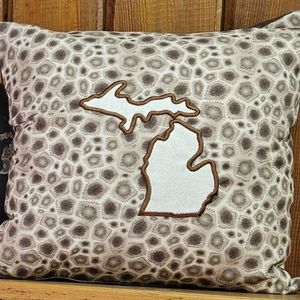 Michigan Petoskey stone pillow cover 14x14 handmade